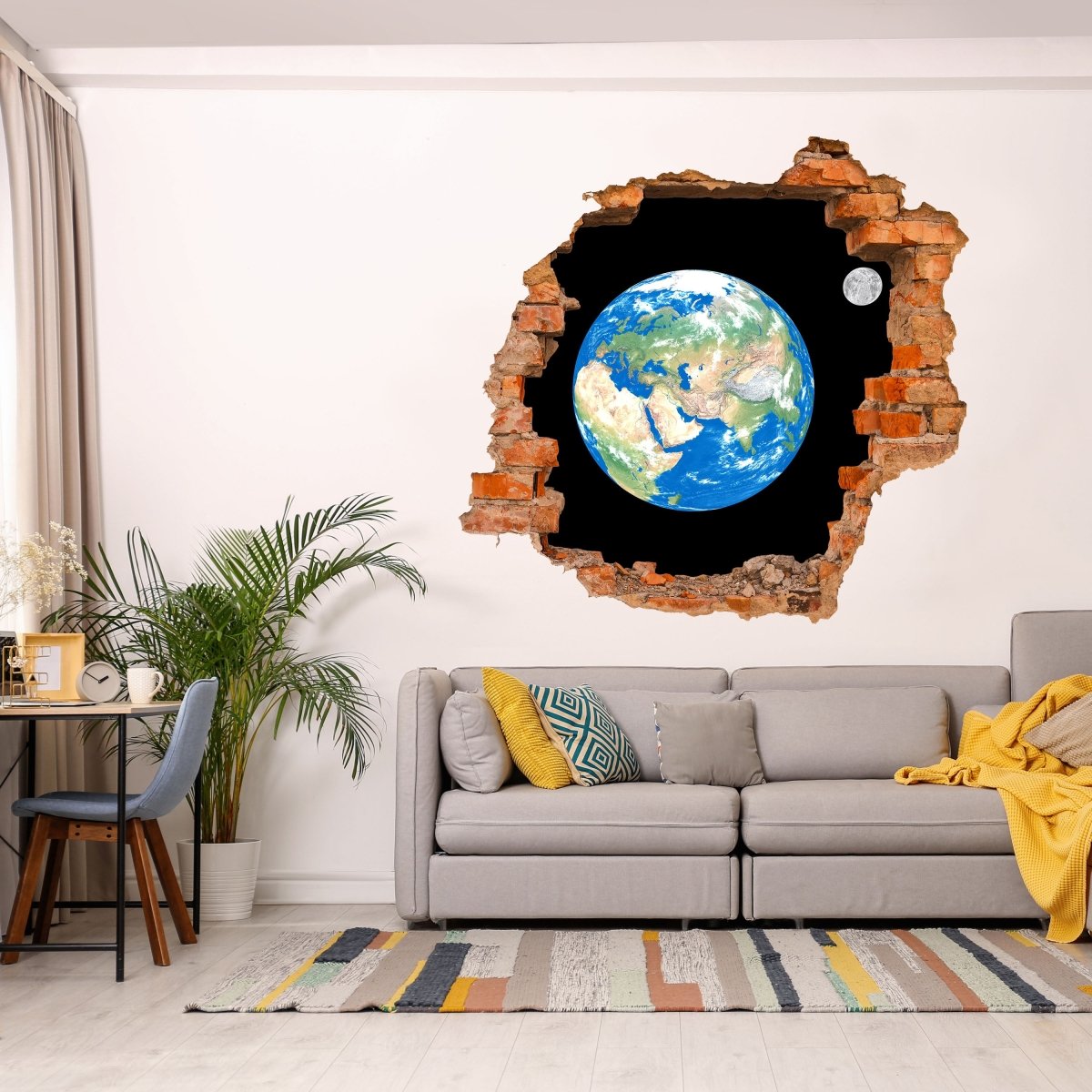 3D wall sticker earth with moon - Wall Decal M0402