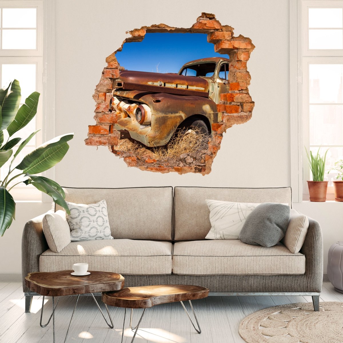3D Wall Sticker Old Picup in the Desert - Wall Decal M0407