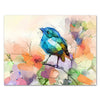 Leinwandbild Kunst, Querformat, Vogel sitzt auf Ast, Pastell, Tiere M0408