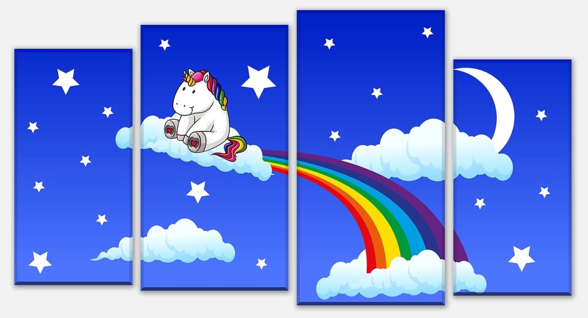 Leinwandbild Mehrteiler Regenbogen-Einhorn M0434