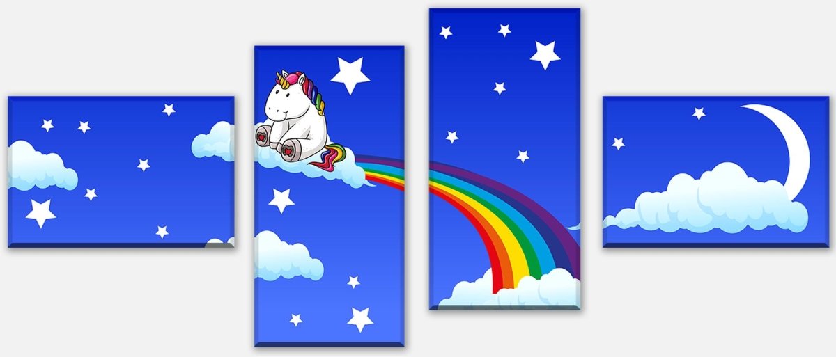 Leinwandbild Mehrteiler Regenbogen-Einhorn M0434