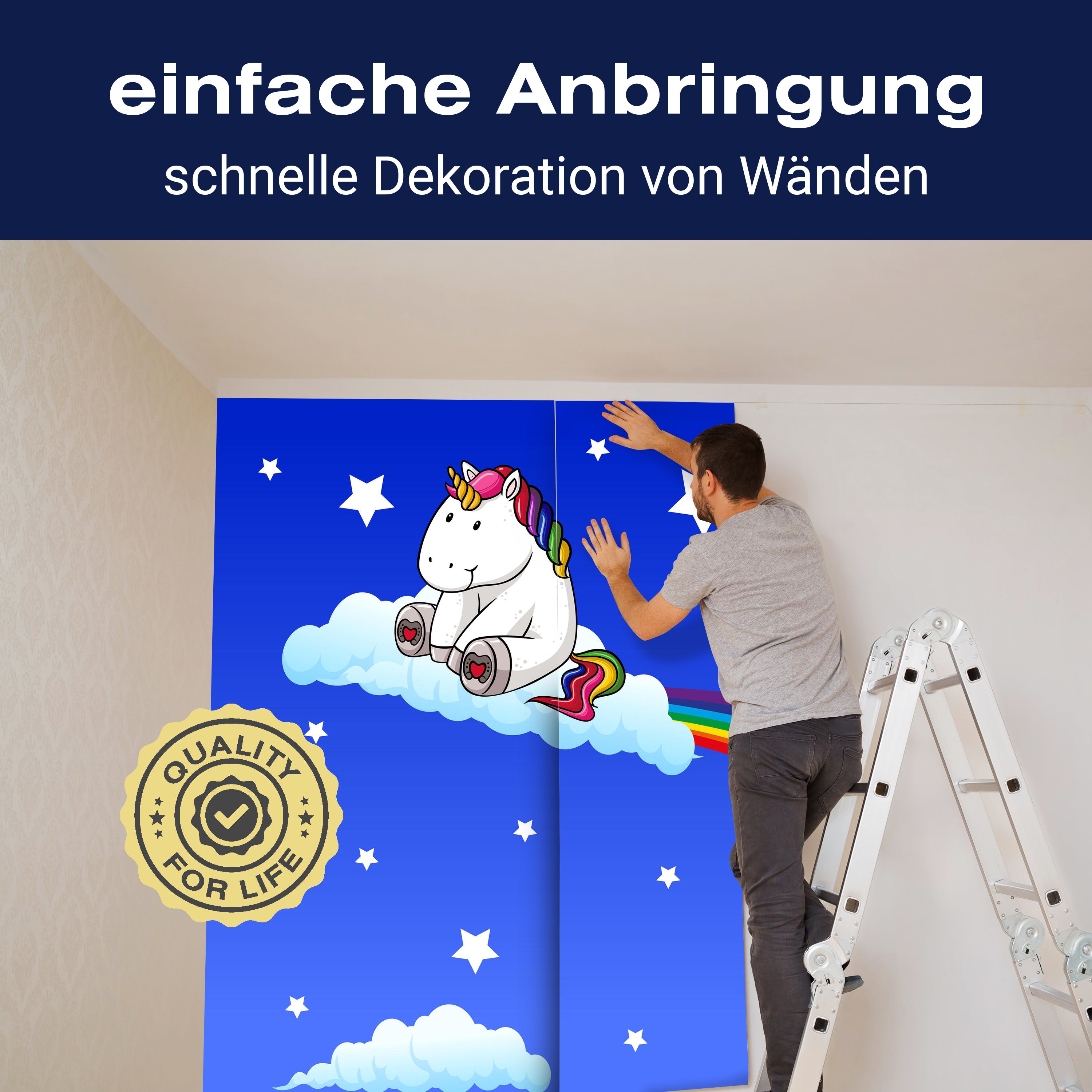 Fototapete Kinderzimmer Regenbogen-Einhorn M0434 - Bild 3