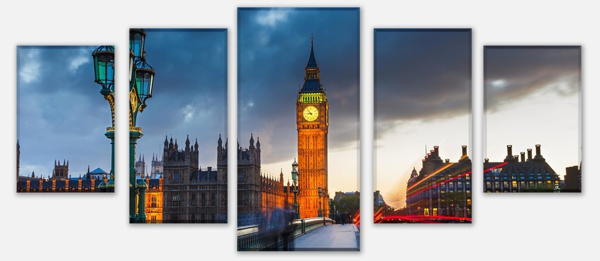 Leinwandbild Mehrteiler Big Ben bei Nacht M0443 entdecken - Bild 1