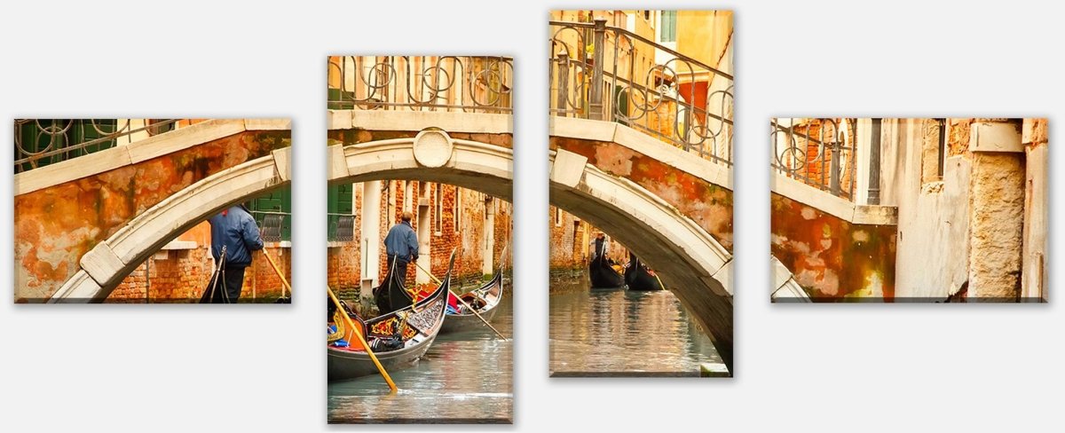 Leinwandbild Mehrteiler Gondeln in Venedig M0446
