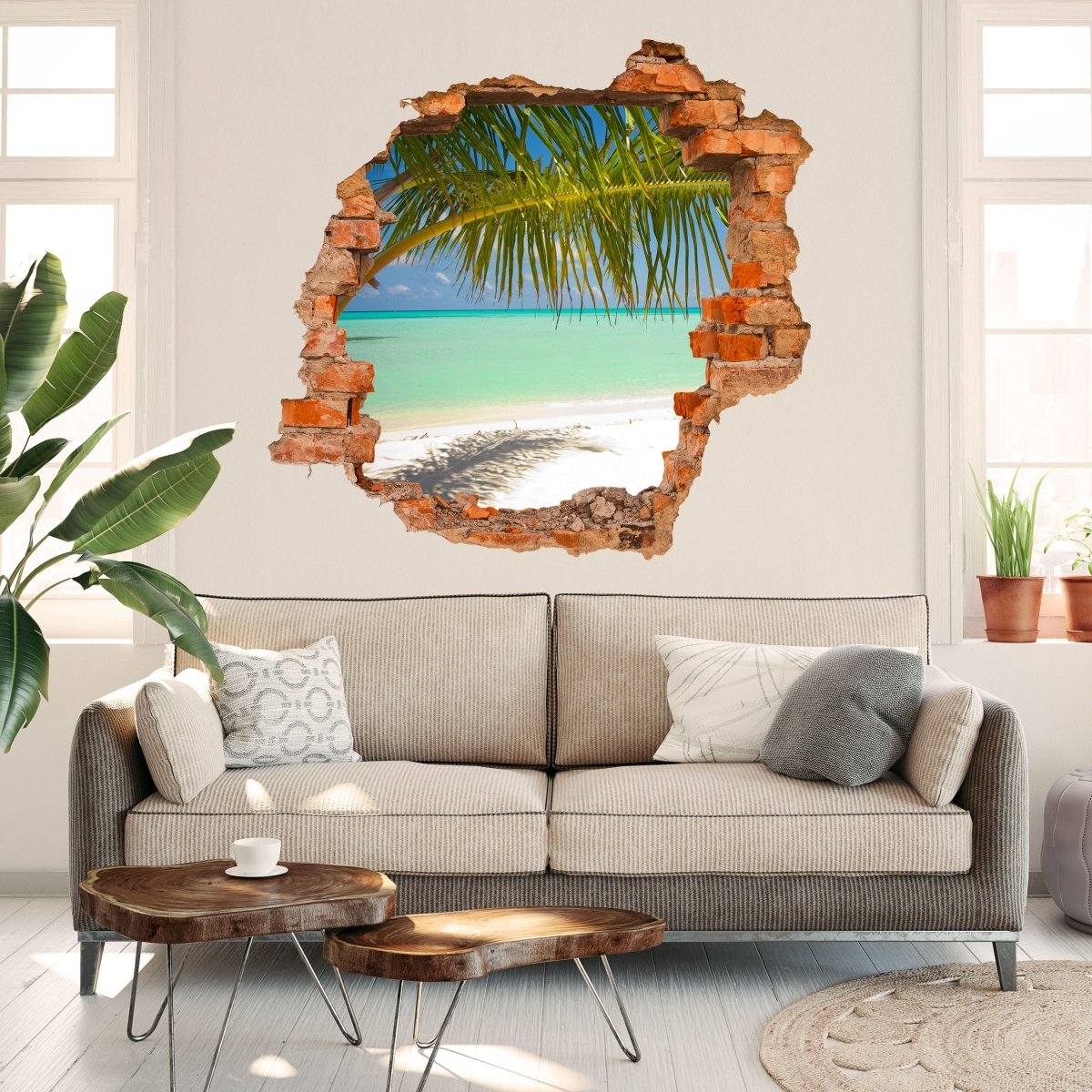 3D Wall Sticker On The Beach - Wall Decal M0448