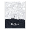 Leinwandbild Stadt Karte, Hochformat, Berlin, Deutschland, Hauptstadt, BLN, Skyline M0450