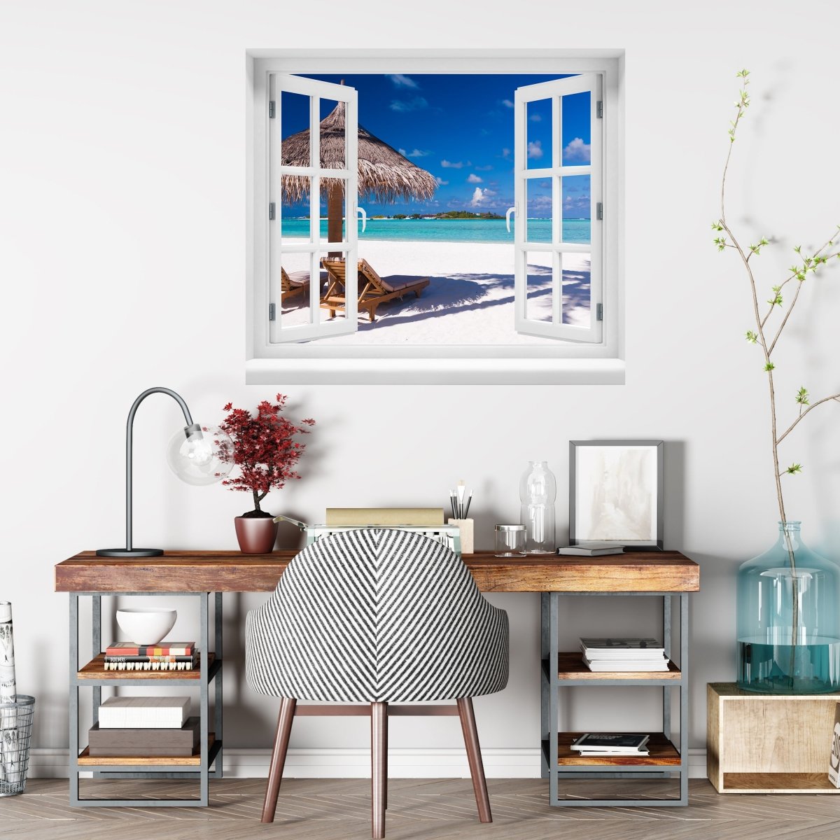 3D wall sticker relaxing on the beach - Wall Decal M0450