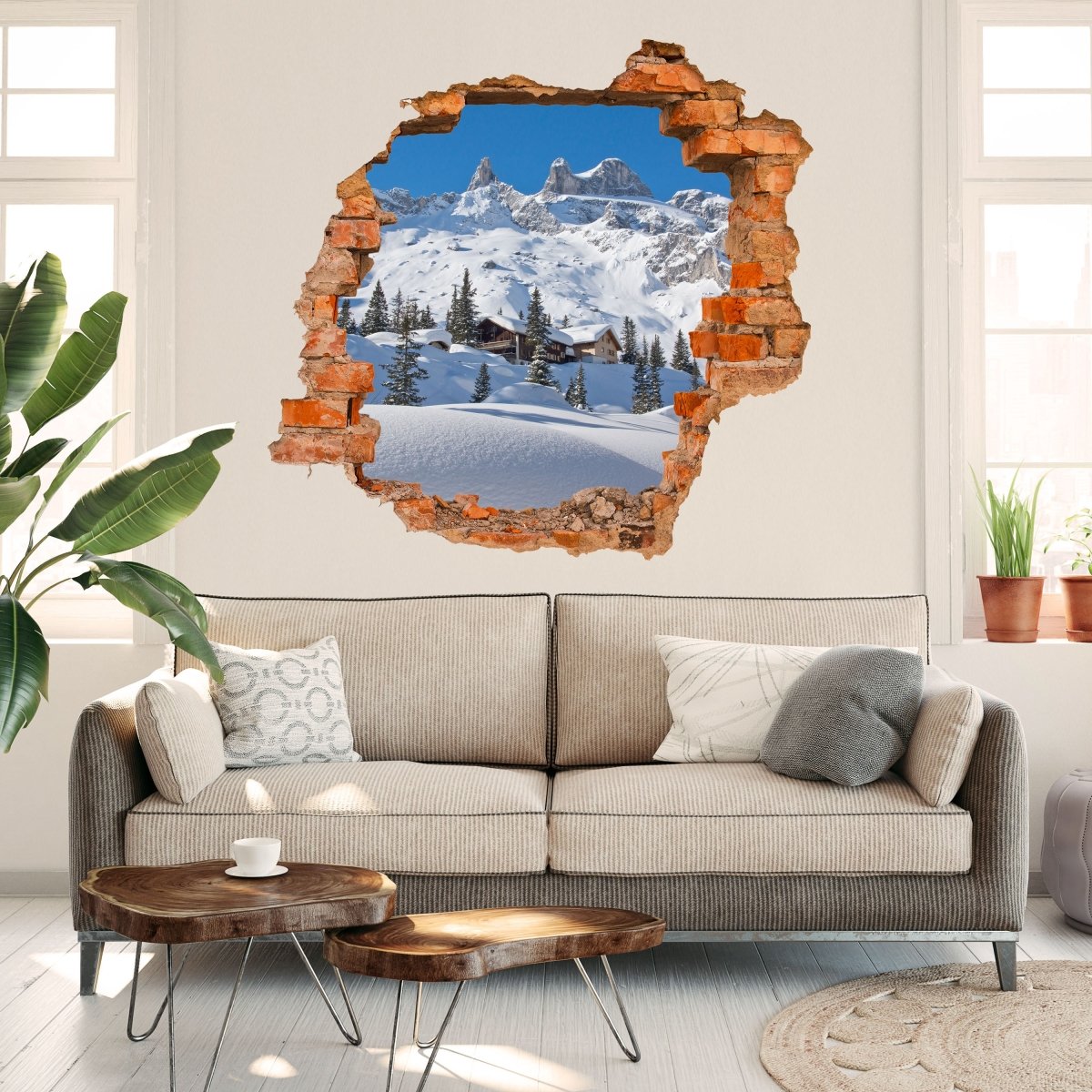 3D wall sticker Snowy Alps - Wall Decal M0454