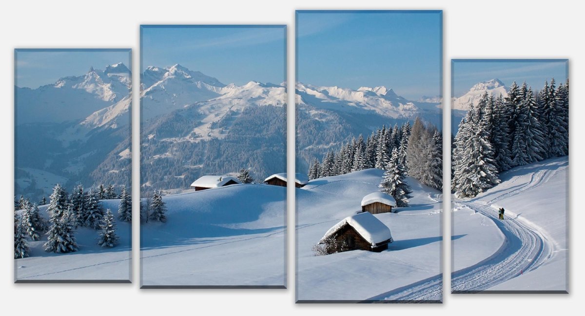 Leinwandbild Mehrteiler Winterwanderung M0455