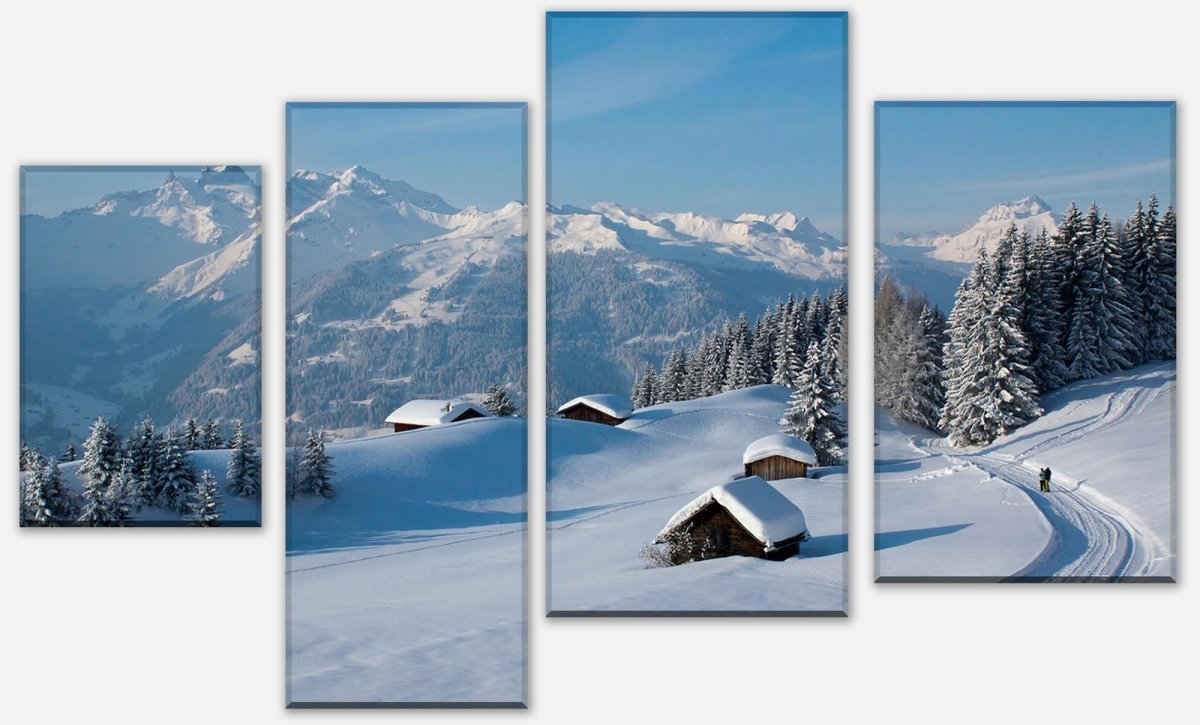 Leinwandbild Mehrteiler Winterwanderung M0455