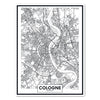 Leinwandbild Stadt Karte, Hochformat, Köln, Deutschland, Cologne, NRW, Straßen M0455