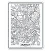 Leinwandbild Stadt Karte, Hochformat, München, Deutschland, Munich, Plan, Straßen M0456
