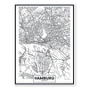 Tableau sur toile Plan de la ville, format portrait, Hambourg, Allemagne, plan, mer du Nord, rues M0457