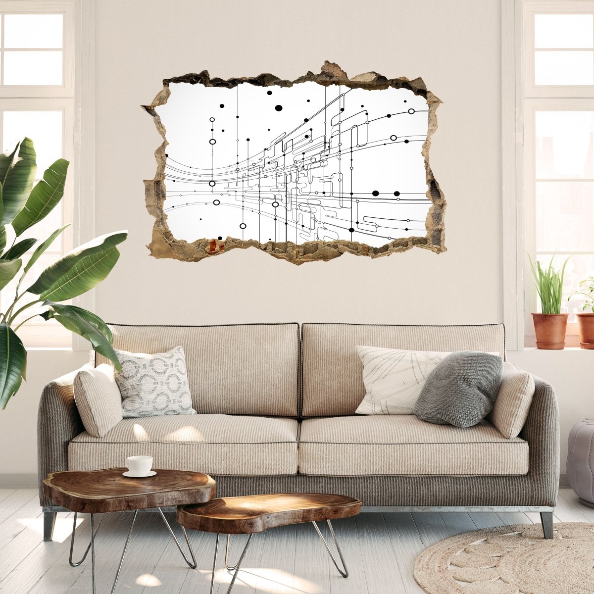 3D-Wandsticker Abstrakte Verbindungen - Wandtattoo M0463