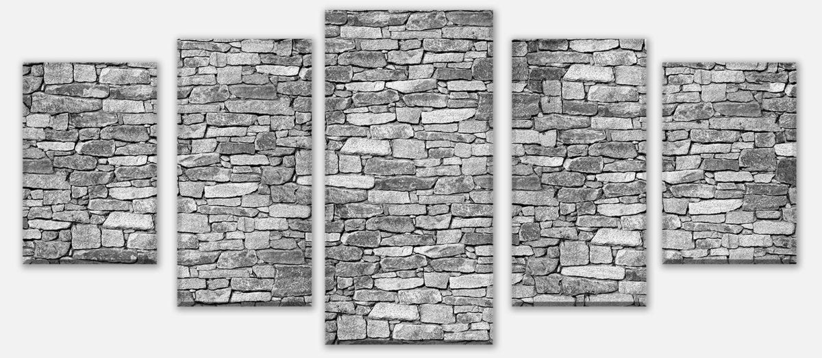 Leinwandbild Mehrteiler Natursteinmauer Grau M0472 entdecken - Bild 1