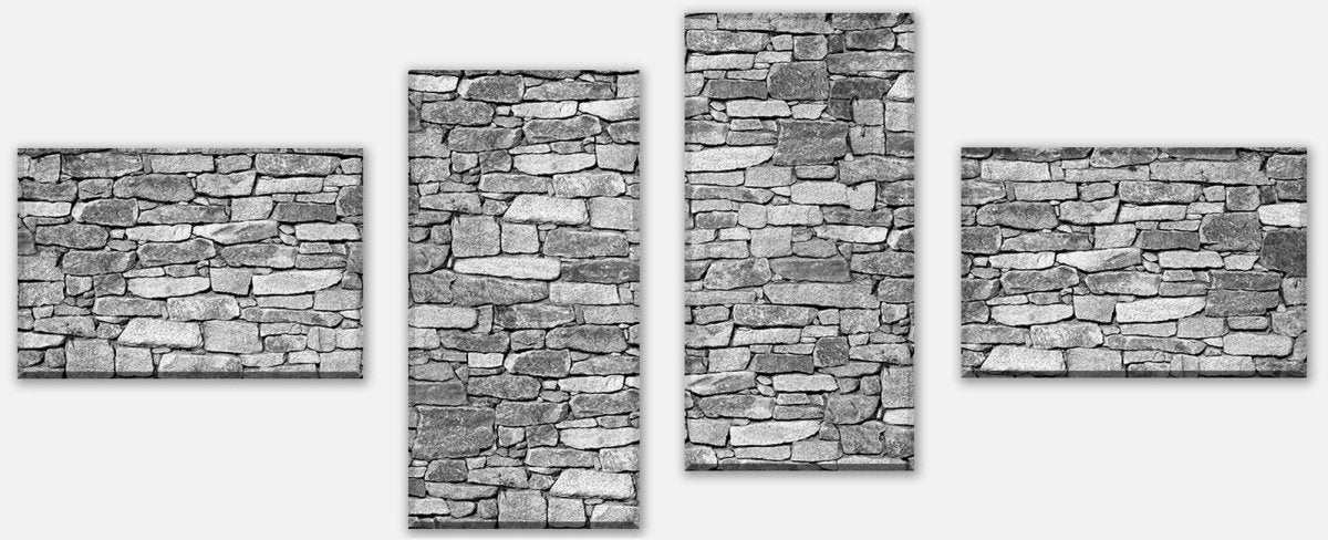 Leinwandbild Mehrteiler Natursteinmauer Grau M0472