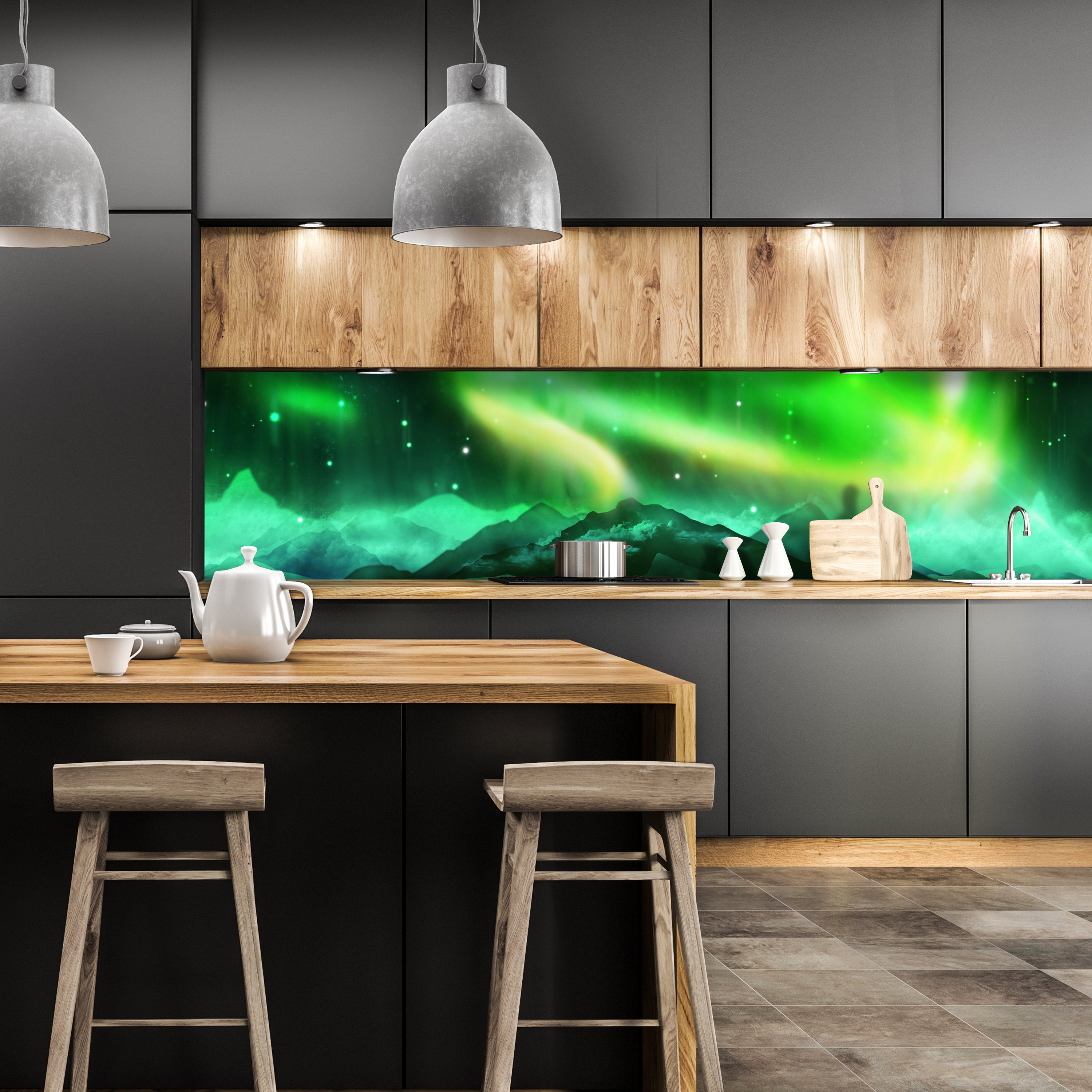 Küchenrückwand Grünes Nordlicht M0475 entdecken - Bild 1