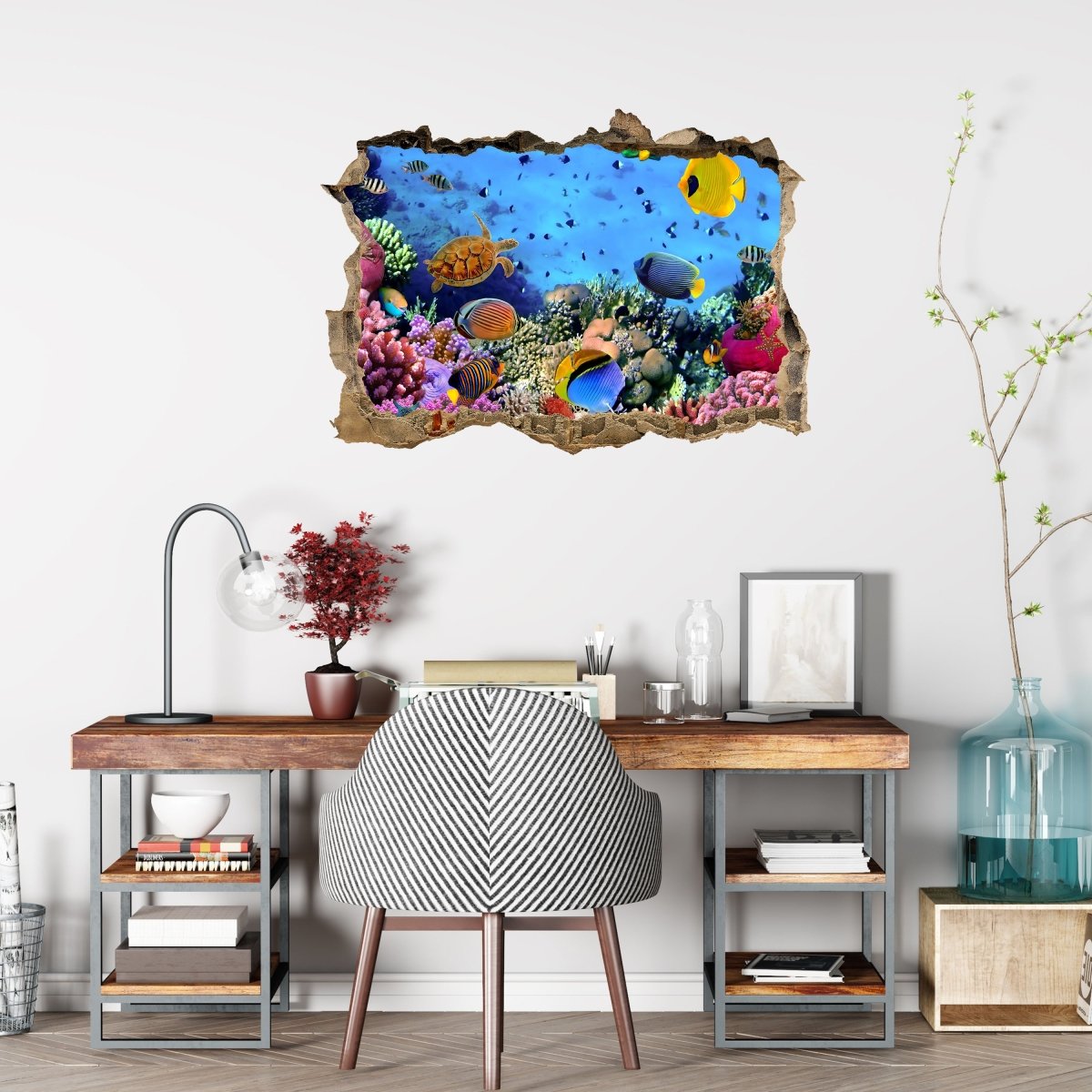 3D wall sticker coral reef with fish - Wall Decal M0480