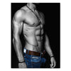 Canvas Print Models, portrait format, man in jeans, chain, muscles, contrast, sexy M0484