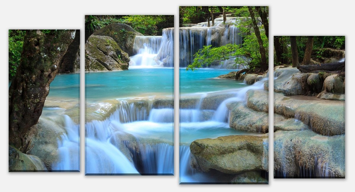 Canvas Print Multi-Piece Waterfall in the Forest M0485