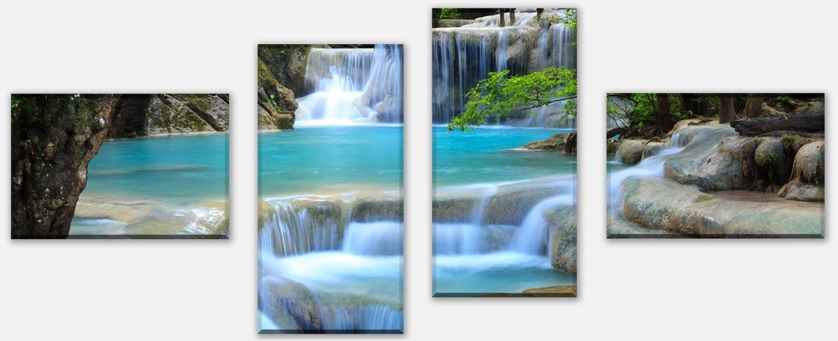 Canvas Print Multi-Piece Waterfall in the Forest M0485