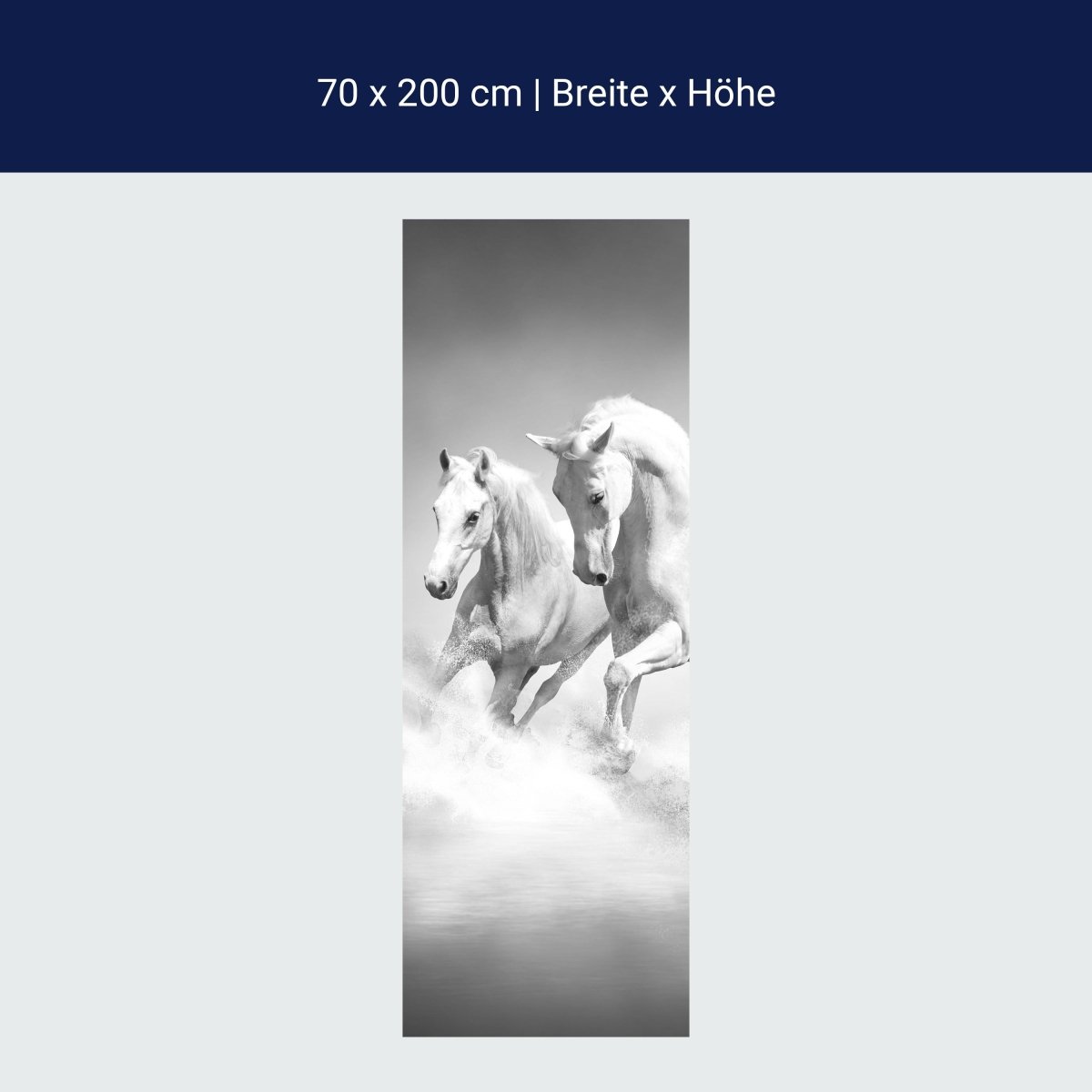 Door wallpaper white dream horses M0489