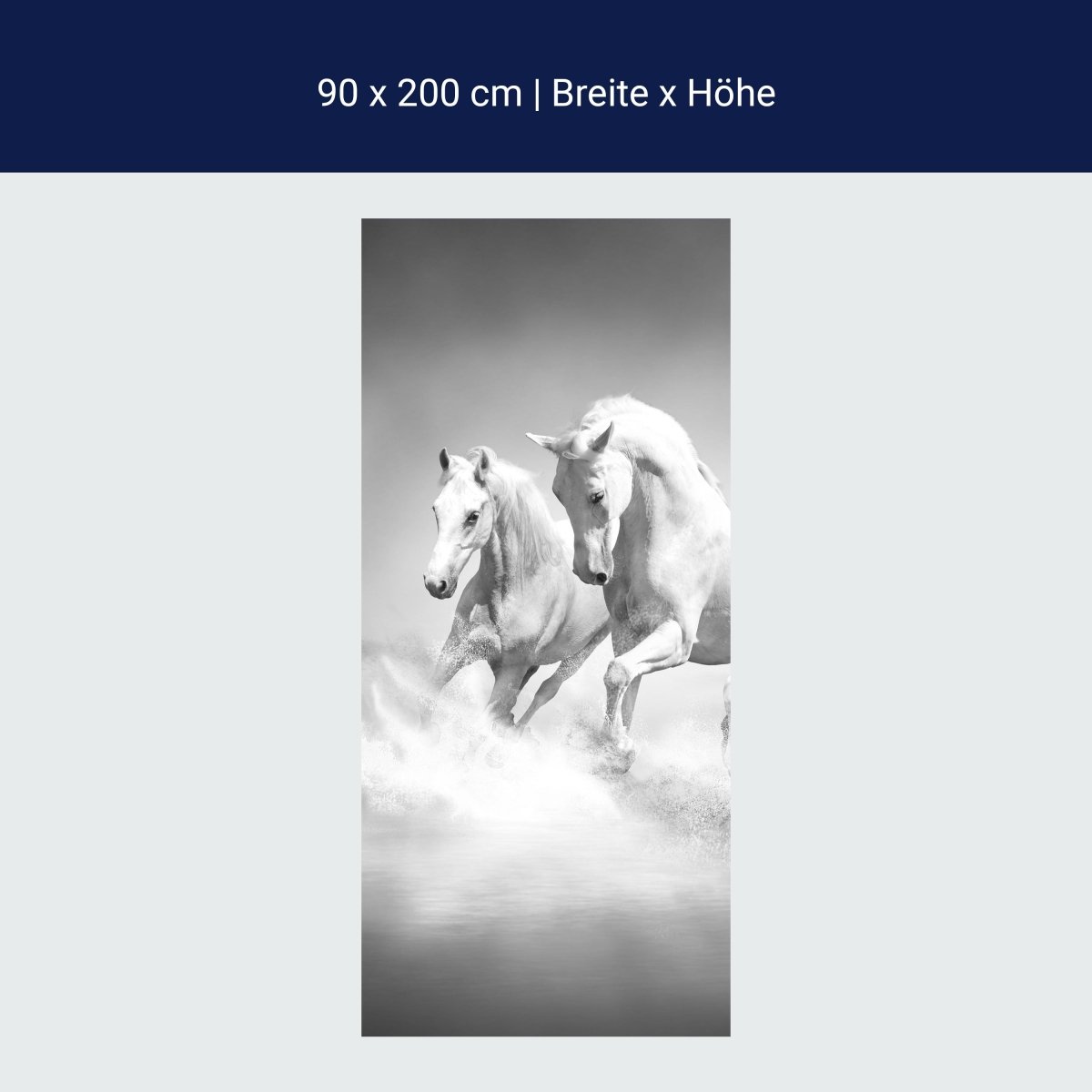 Door wallpaper white dream horses M0489