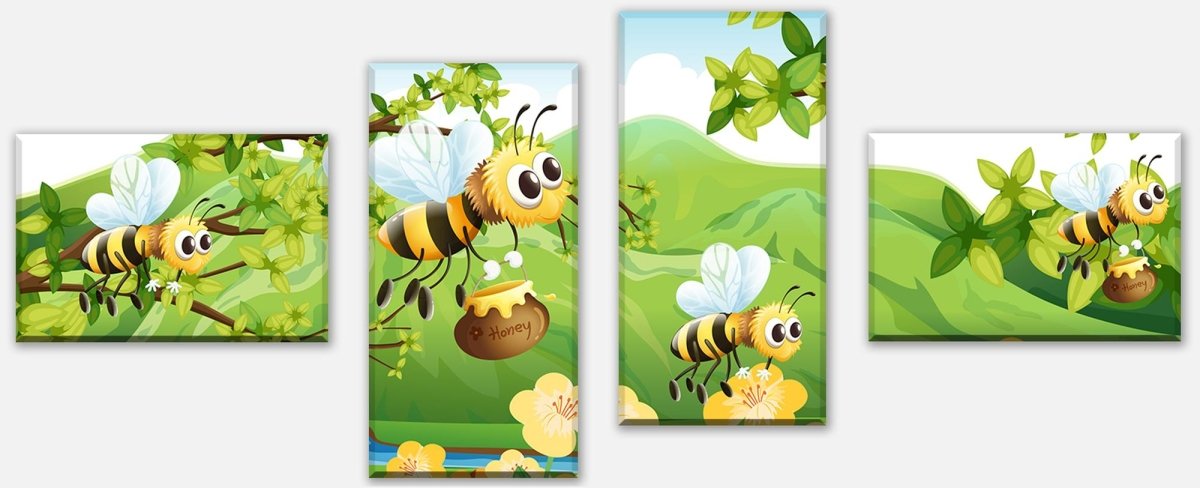 Leinwandbild Mehrteiler Honigbienen M0497