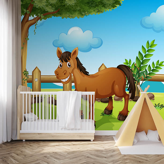 Fototapete Kinderzimmer Pferde auf der Wiese M0500 - Bild 1