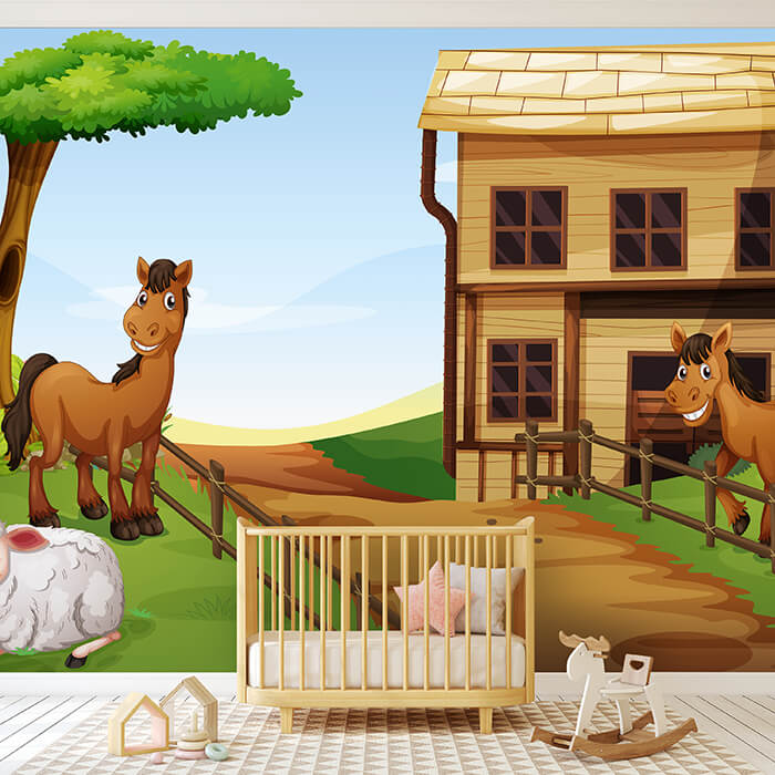 Fototapete Kinderzimmer Pferde Ponys M0501 - Bild 1