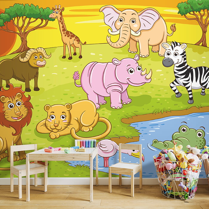 Fototapete Kinderzimmer Safari Tiere M0504 - Bild 1