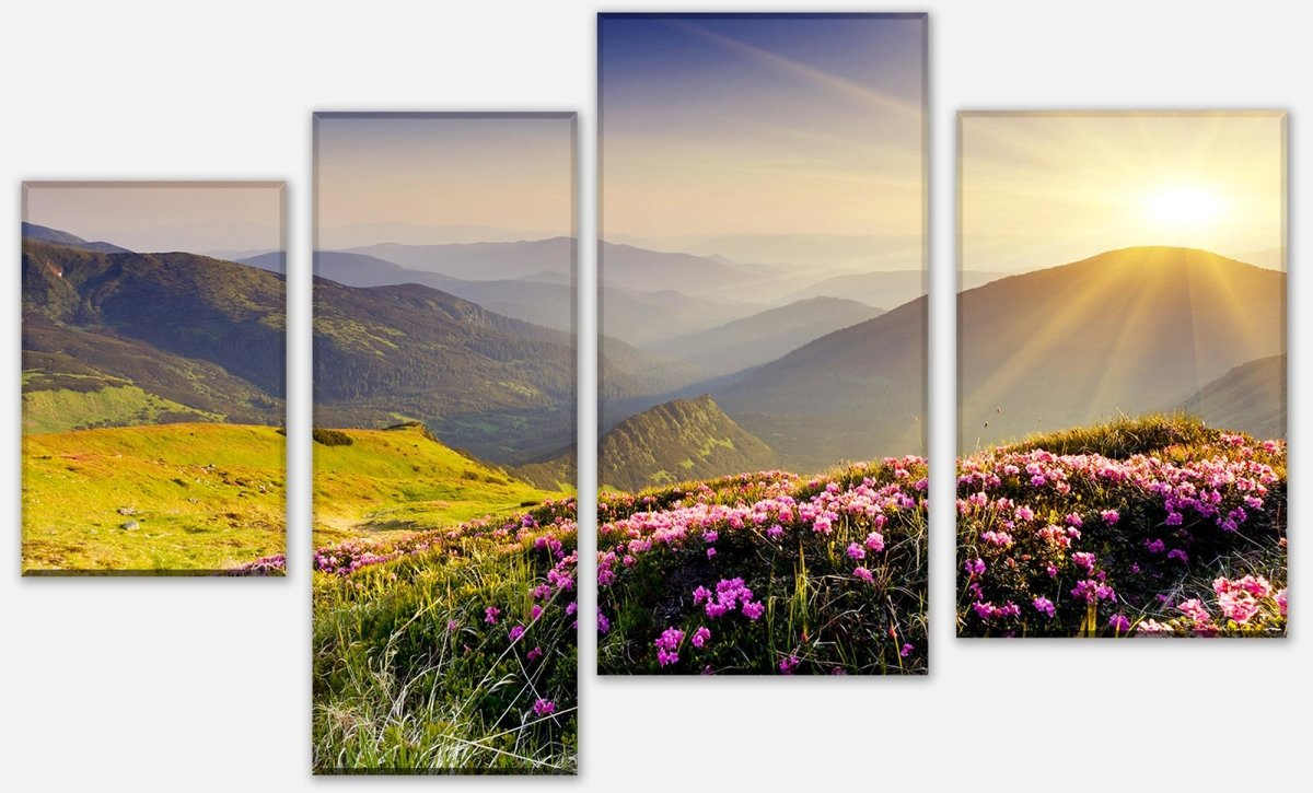 Canvas Print Multi-Piece Mountain Ridges in Sunlight M0511