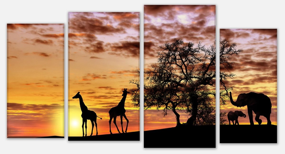 Canvas print Multi-Piece Animals in the Afterglow M0518