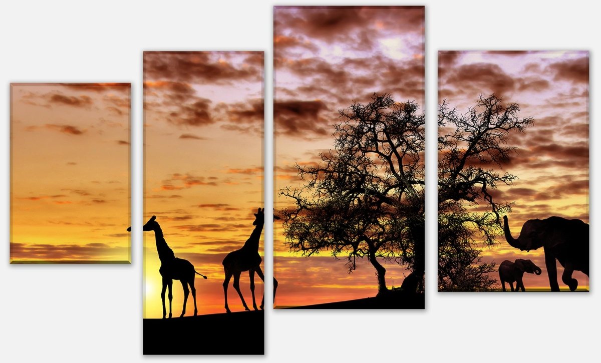 Canvas print Multi-Piece Animals in the Afterglow M0518