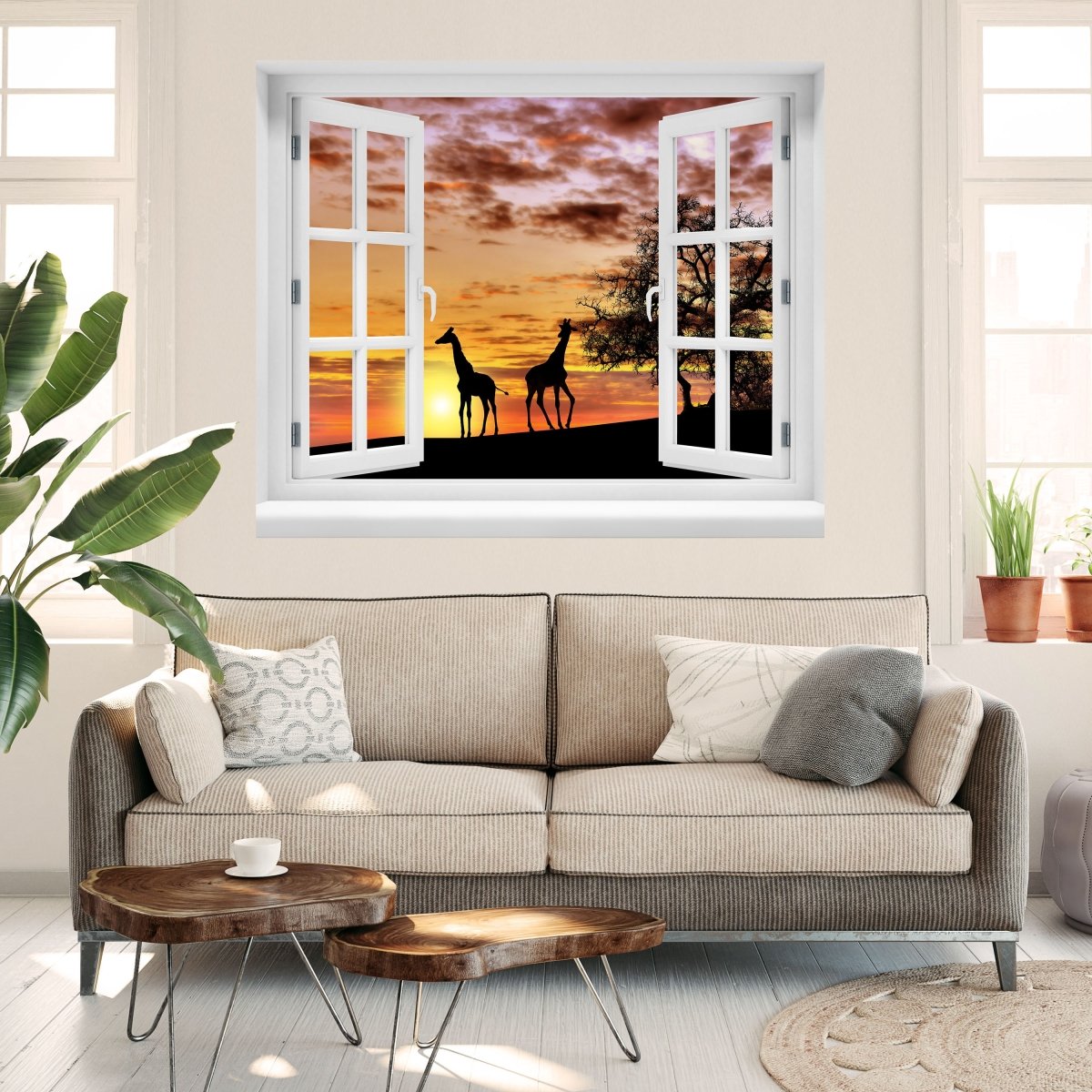 3D wall sticker animals in the sunset - Wall Decal M0518
