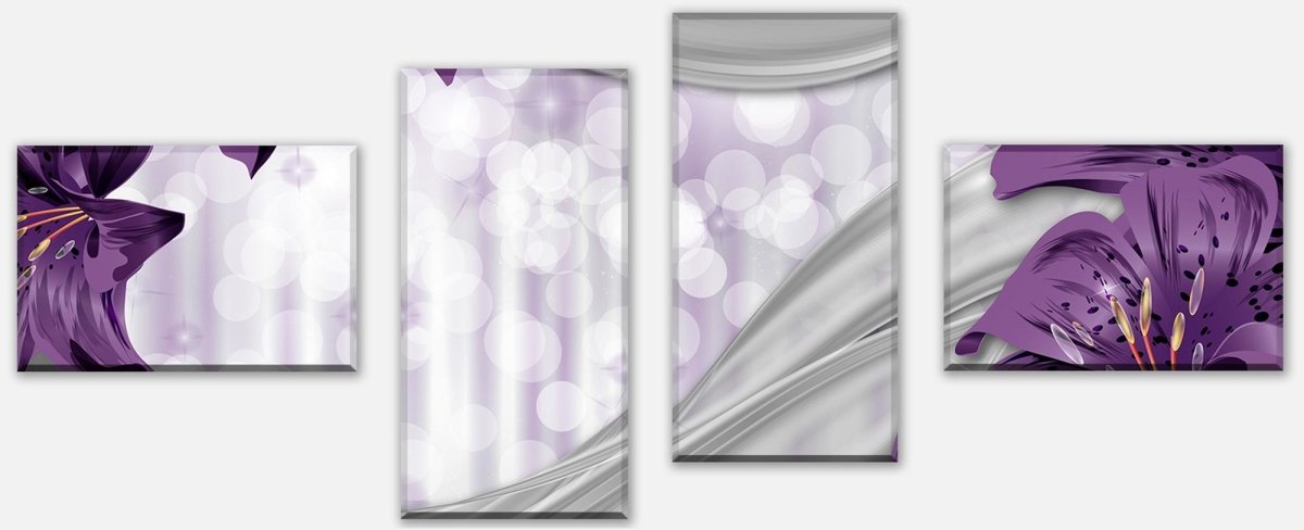 Châssis toile Lily violet abstrait M0526