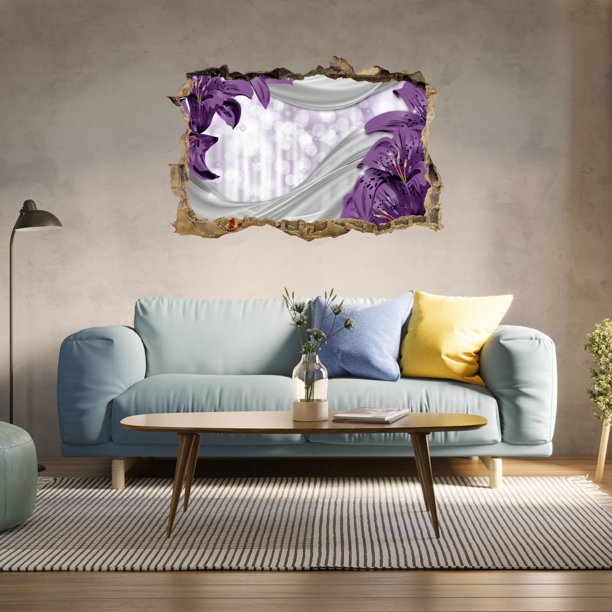 3D wall sticker lily purple abstract - Wall Decal M0526