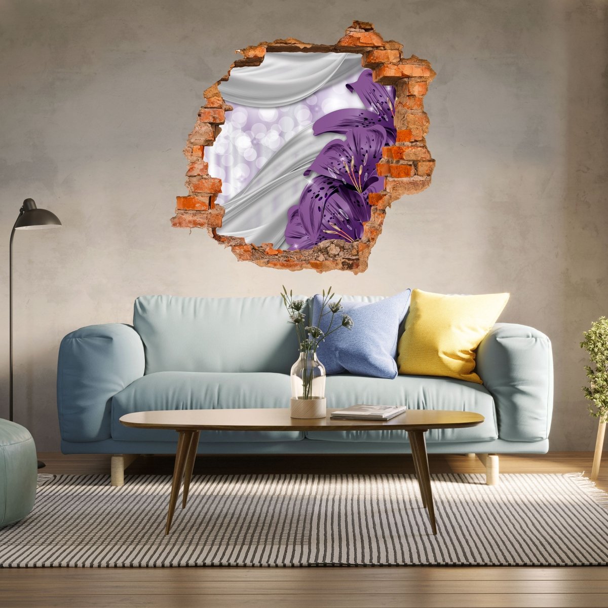 Sticker mural 3D lys violet abstrait - Wall Decal M0526
