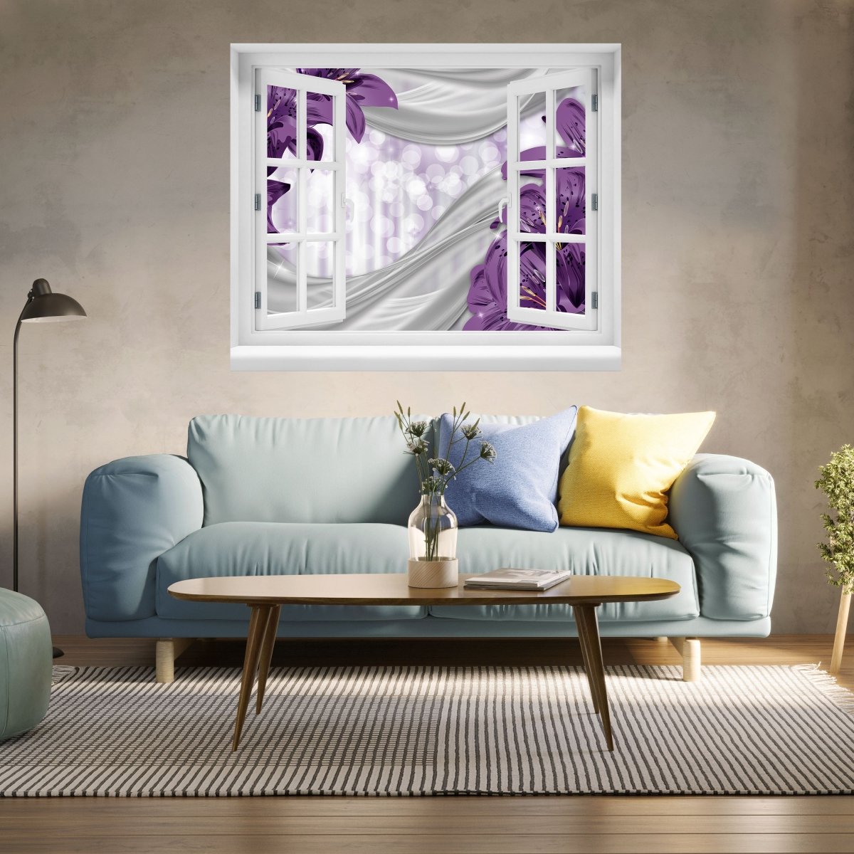 Sticker mural 3D lys violet abstrait - Wall Decal M0526