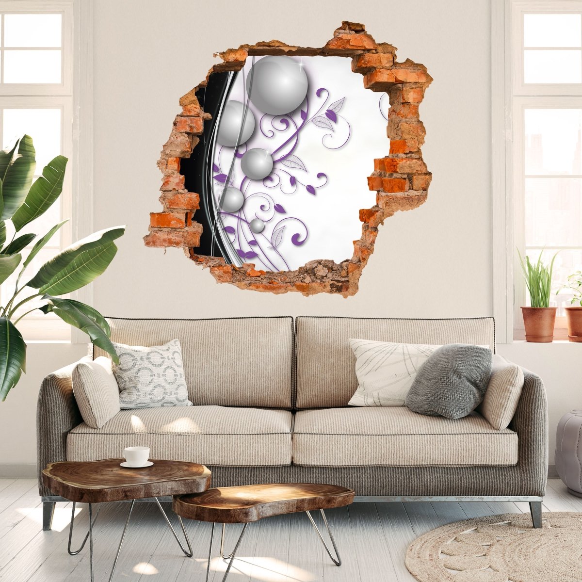 Sticker mural 3D boules élégantes abstrait - Wall Decal M0527