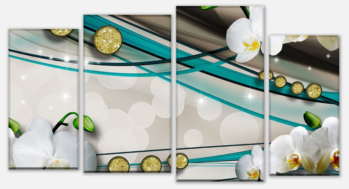 Stretched Canvas Print Diamond White Orchid M0536