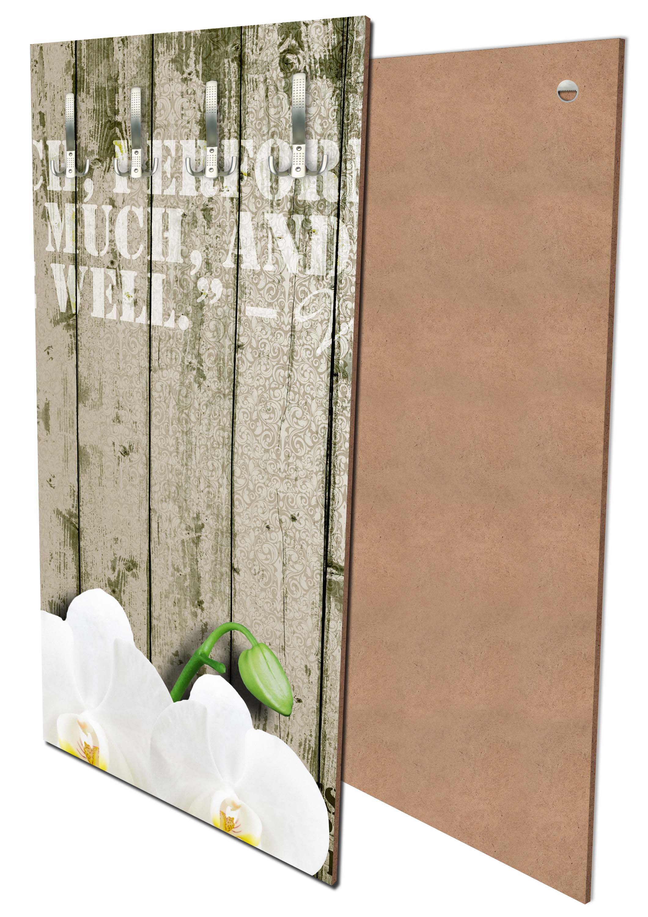 Garderobe Holz Zaun weiße Orchidee M0539 entdecken - Bild 1