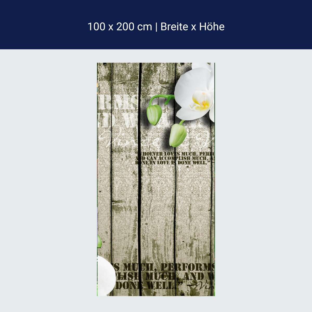Papier peint de porte clôture bois orchidée blanche M0539