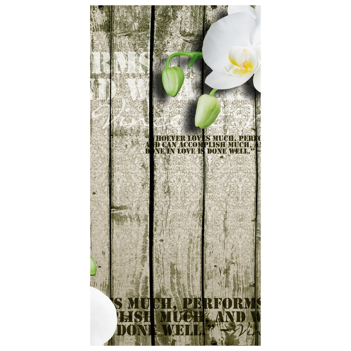 Türtapete Holz Zaun weiße Orchidee M0539 - Bild 2