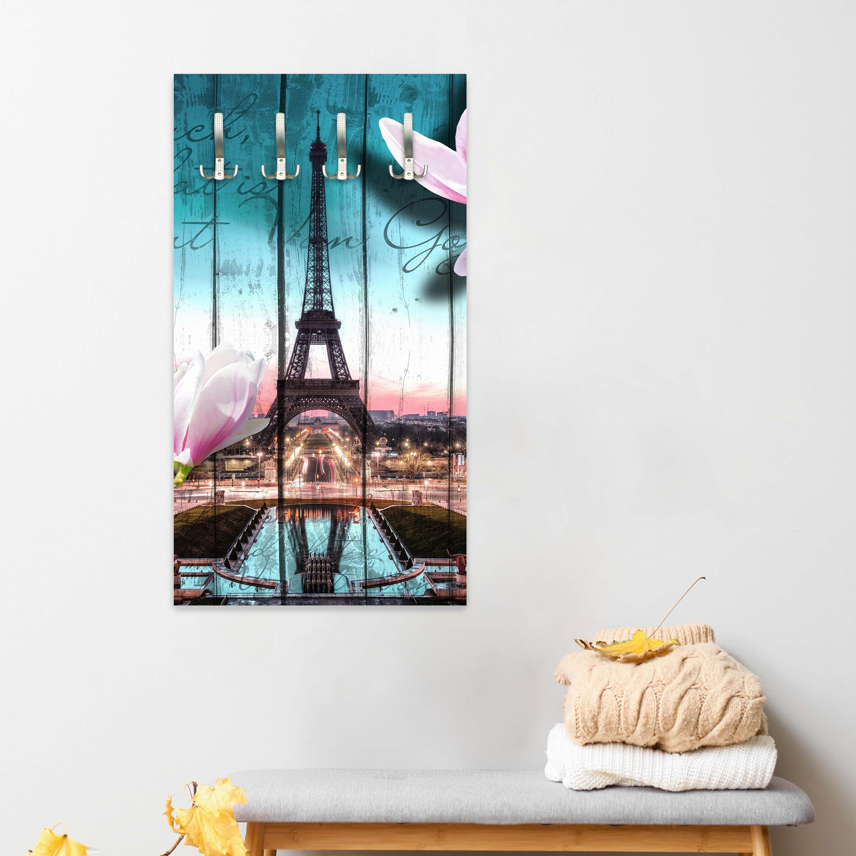 Garderobe Holz Blüten Paris Eiffelturm M0543 entdecken - Bild 3