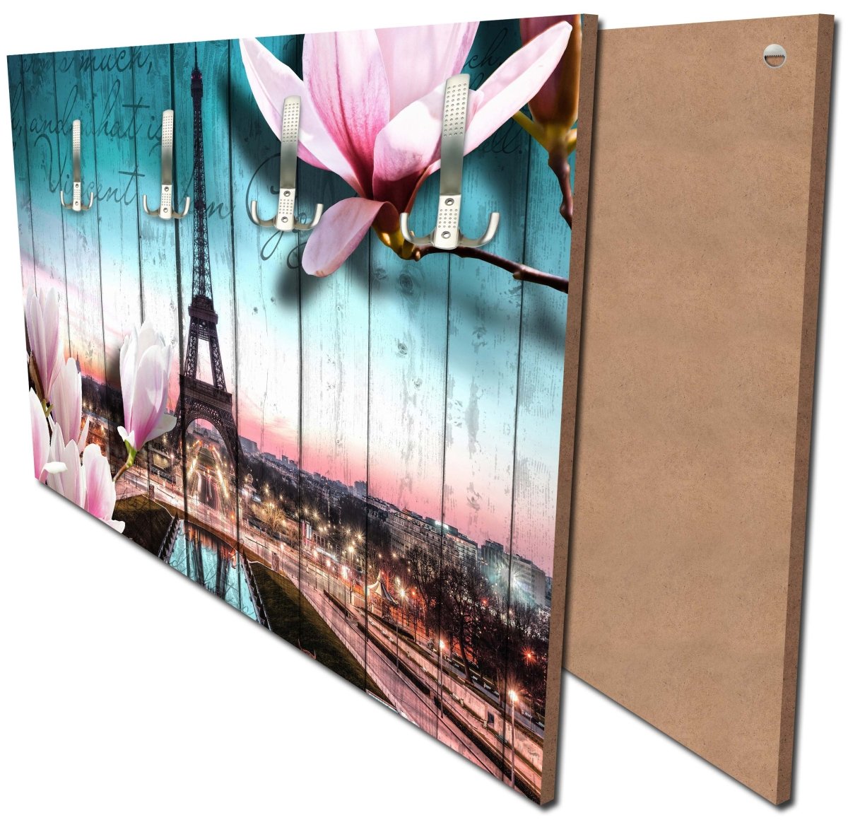 Garderobe Holz Blüten Paris Eiffelturm M0543