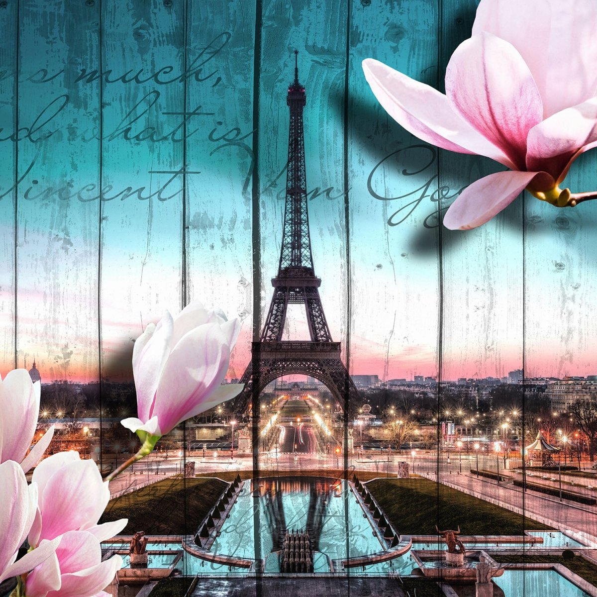 Beistelltisch Holz Blüten Paris Eiffelturm M0543 entdecken - Bild 2