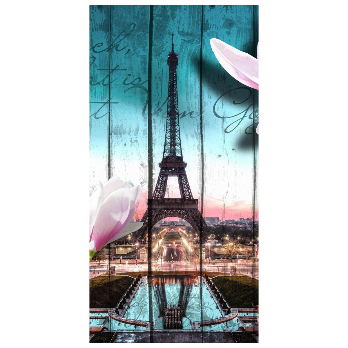 Türtapete Holz Blüten Paris Eiffelturm M0543 - Bild 2