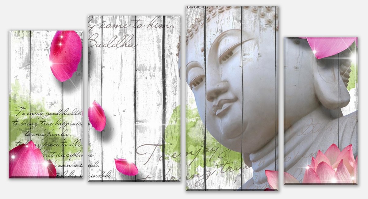Châssis en toile fleurs de bois Bouddha M0544