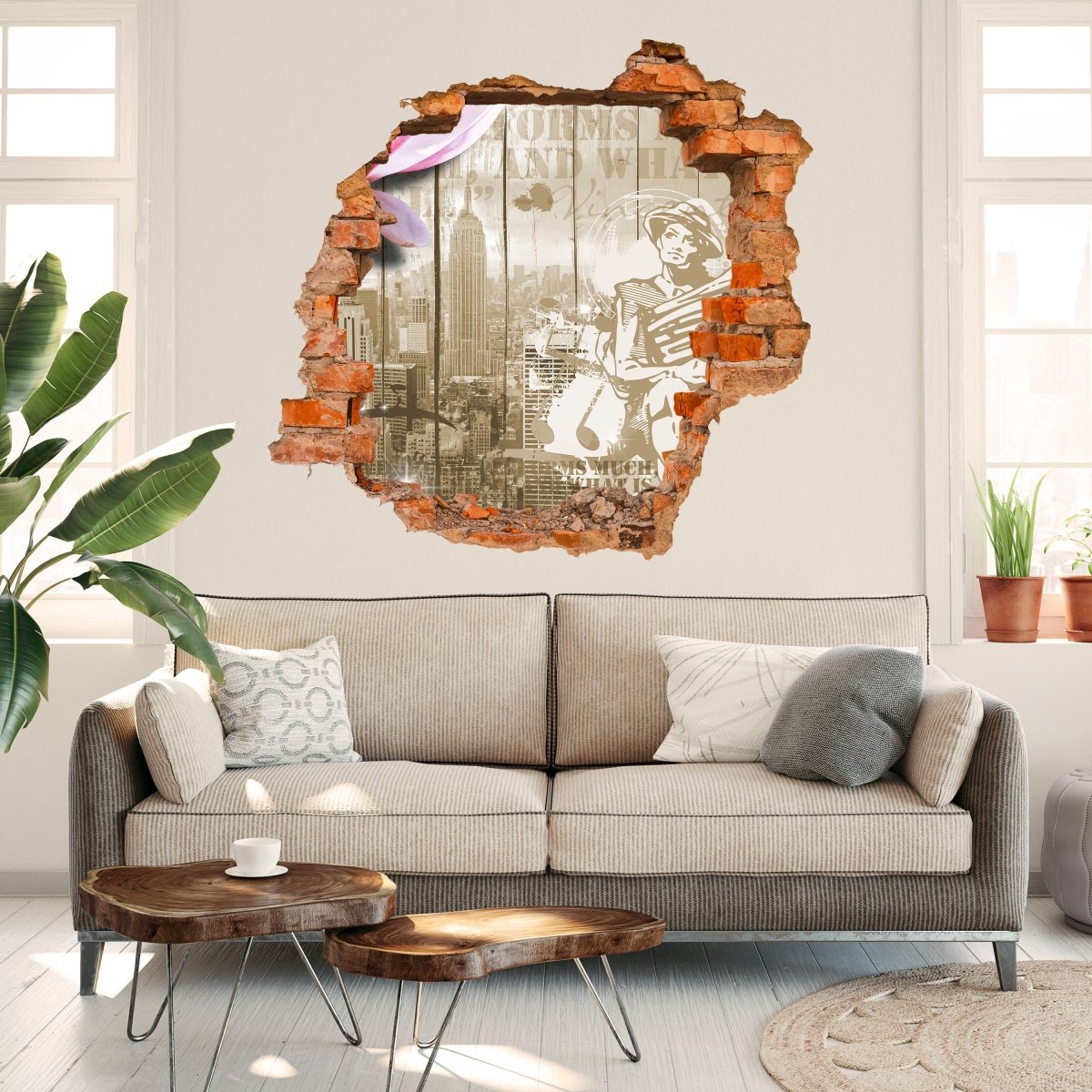 Music Vintage Blossoms New York 3D Wall Sticker - Wall Decal M0548